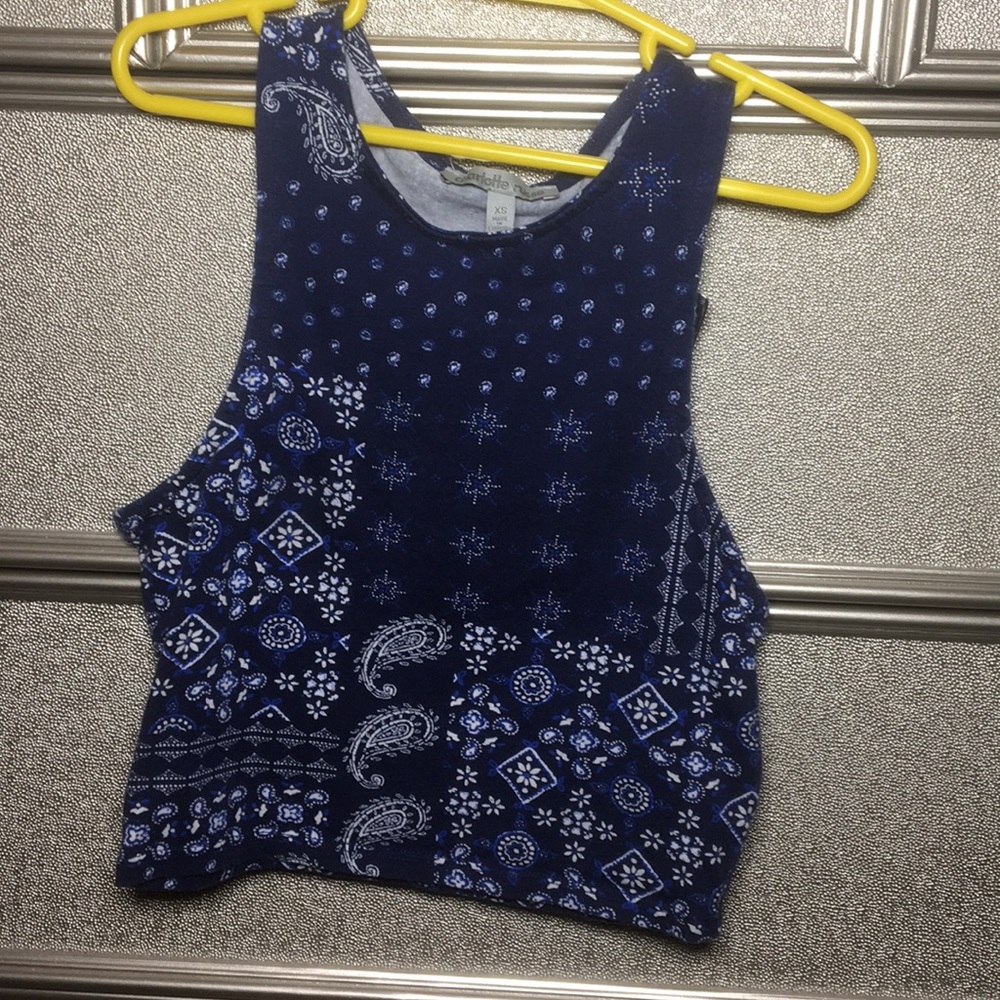 Blue bandanna tank top